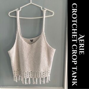 Aerie Crochet Fringe Crop Tank Top